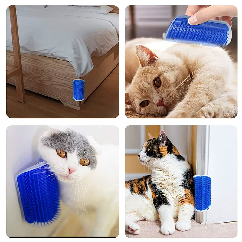 Professional Cat Grooming Brush with Removable Scratcher and Corner Hair Removal Features