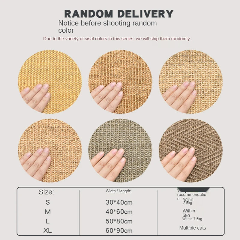 Sisal Cat Scratching Mat - Furniture Protector for Cats and Scratchers for Nail Maintenance